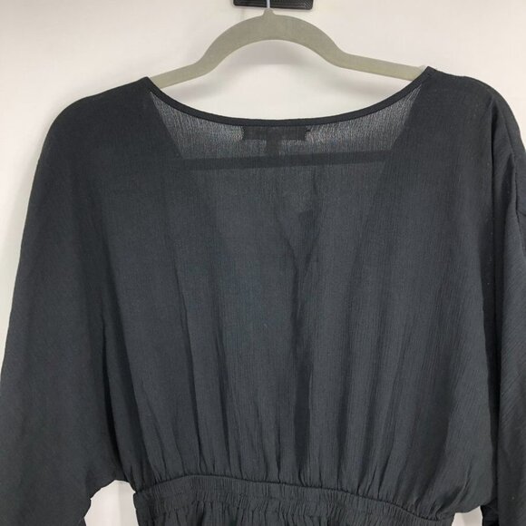 NWT Miken Swim Black Beach Bathing Suit Cover-Up Tunic w/ Floral Embroidery M - Picture 12 of 16